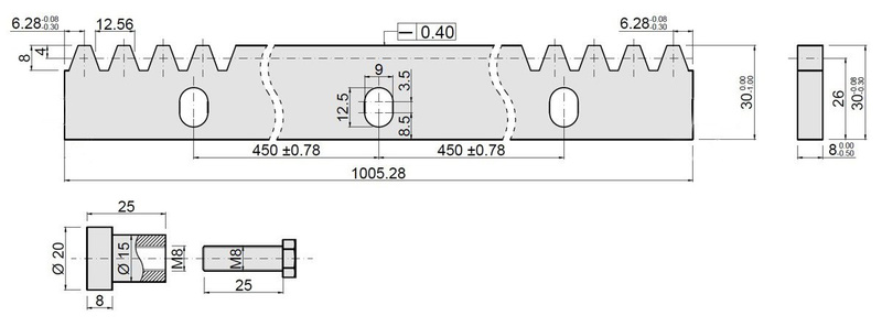 Listwa zębata Arm GATES 30020M 8x30x1000mm metalowa do wykorzystywania z większością napędów przesuwnych