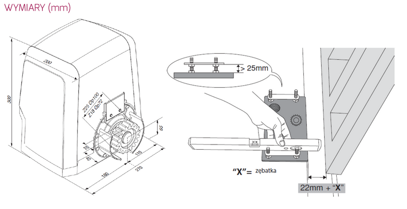 Napęd do bramy przesuwnej BFT ARES ULTRA BT A1500 24V do 1500kg magnetyczne wyłączniki krańcowe