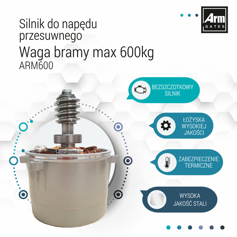 Napęd do bramy przesuwnej ARM600 (LEW370) 6m/600kg 2 piloty