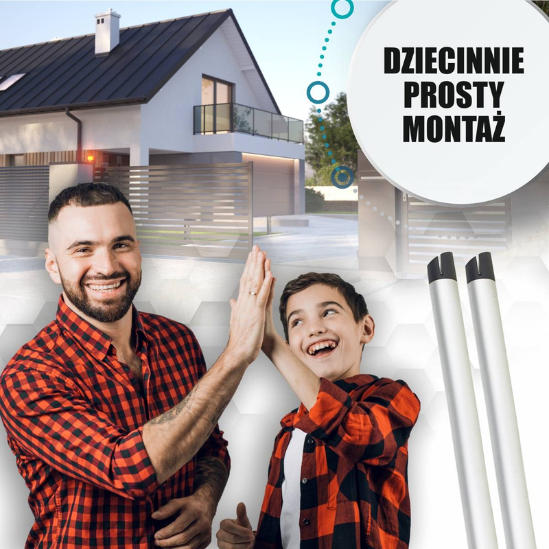 Napęd do bramy dwuskrzydłowej MIK400 4m/300kg Zestaw z przełącznikiem kluczowym 5 lat gwarancji