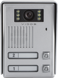 Stacja bramowa VIDOS S36 dwuabonentowa szyld na nazwiska przy każdym przycisku kolorowa kamera doświetlana diodami LED 