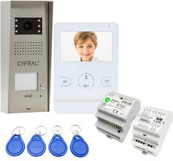 Wideodomofon Cyfral COSMOR1/V4/W 4,3" biały posiada system RfID sterowanie elektrozaczepem oraz automatyką bramową