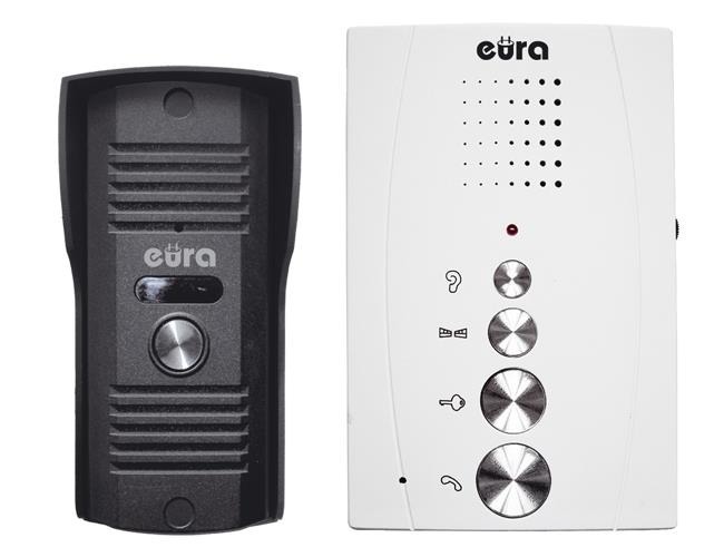 Domofon Eura-Tech Invito ADP-11A3 biały jednorodzinny głośnomówiący bezsłuchawkowy z małogabarytową kasetą zewnętrzną i przyciskiem dyskretnego podsłuchu