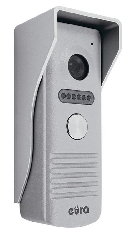 Kaseta zewnętrzna wideodomofonu Eura-Tech VDA-13A3 szara, wandaloodporna, obudowa aluminiowa z daszkiem ochronnym