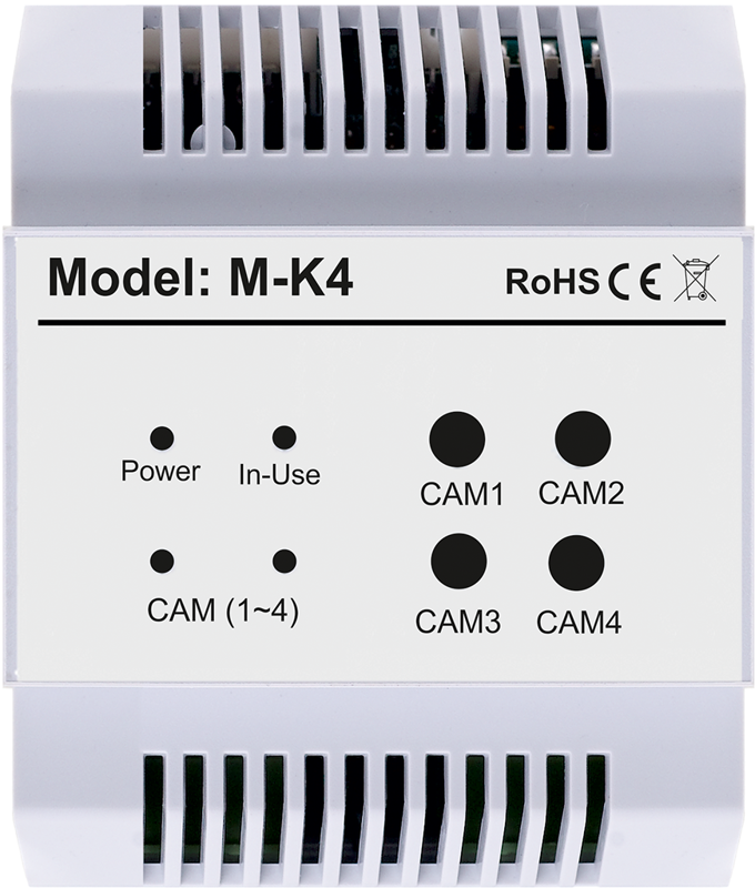 Moduł dodatkowych kamer VIDOS DUO M-K4 to specjalny moduł umożliwiający podłączenie dodatkowych analogowych kamer CCTV w systemie VIDOS DUO