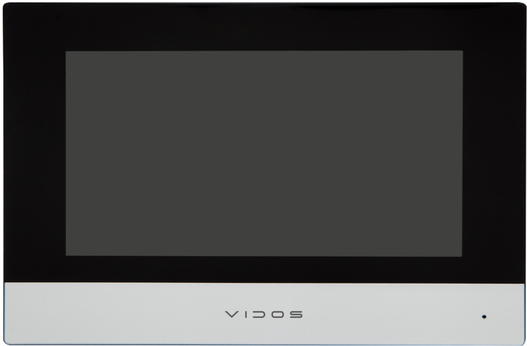 Monitor VIDOS M2010 pracujący w technologii IP za pośrednictwem łącza WI-FI głośnomówiący pozwala na podgląd obrazu ze stacji bramowych i kamer IP