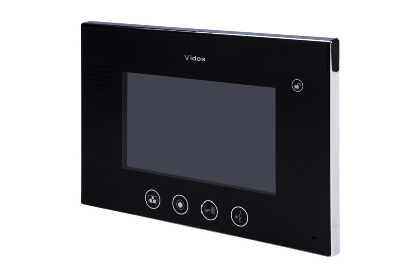 Monitor wideodomofonu VIDOS M670B 7" z kolorowym wyświetlaczem wykonanym z nano glass umożliwia sterowanie elektrozaczepem i bramą automatyczną