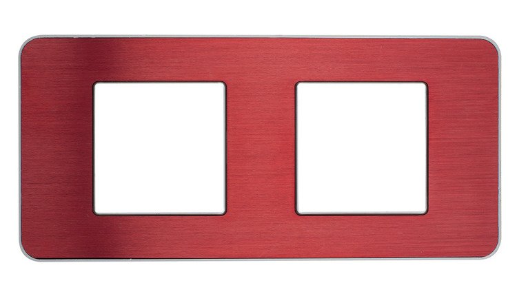 Ramka podwójna HBF SOPIA (Kalya) IP 159358 czerwona metal szczotkowany elegancki design prosta forma