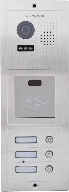 Stacja bramowa VIDOS S603A trzyabonentowa wandaloodporny panel ze stali szlachetnej podświetlany przycisk wybierania i szyld na nazwisko