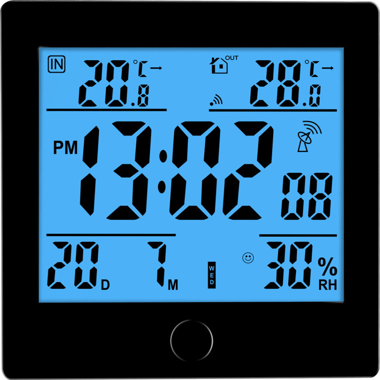 Stacja pogody BIOWIN 250008 RCC czarna podświetlana kalendarz zegar pomiar wilgotności dwa alarmy z funkcją drzemki