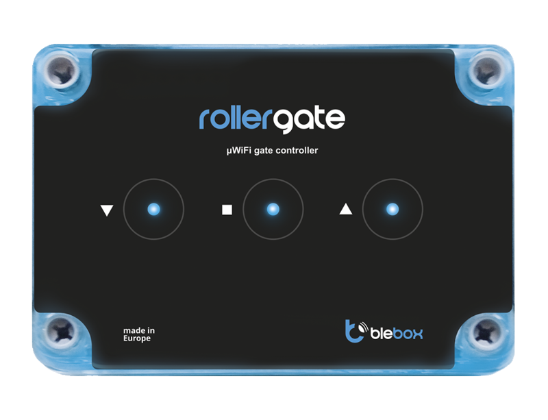 Sterownik do bram rolowanych BleBox RollerGate 230V WiFi pozwala na otwieranie i zamykanie bram z dowolnego miejsca przy użyciu smartfona oraz tablet