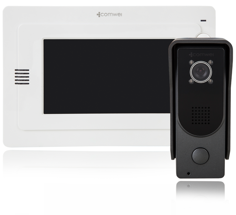 Wideodomofon COMWEI Z1W biały jednorodzinny wandaloodporny funkcjonalny i intuicyjny system zapewnia stabilność pracy i komfort użytkowania Zestaw