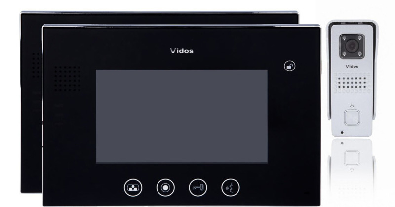 Wideodomofon VIDOS 2 x M670B/S6S LCD 7" 2 wejścia interkom głośnomówiący bezsłuchawkowy wyróżnia się wyjątkowym designem i funkcjonalnością