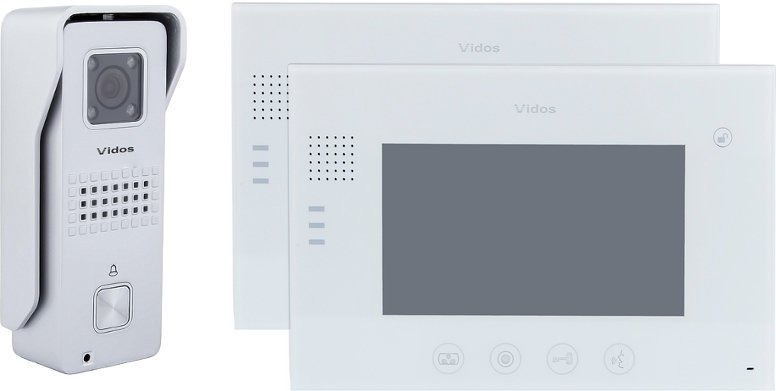 Wideodomofon VIDOS 2xM670W/S6S 2 monitory 7" obsługa 2 wejść podgląd panel dotykowy wandaloodporna kaseta