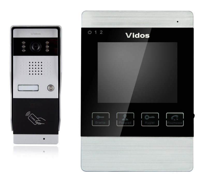 Wideodomofon VIDOS M904/S50A RFID LCD 4" natynkowy wandaloodporny pamięć wewnętrzna sterowanie ryglem i bramą automatyczną